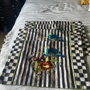 Set of 4 MacKenzie-Childs placemats Blue Tulip embroidered NWT Super Rare